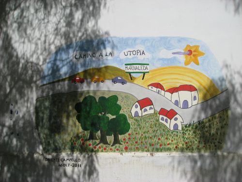 Bild 6: Graffiti "Auf dem Weg in die Utopie" in Marinaleda