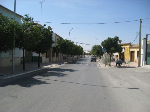 Foto 1a: Marinaleda, la calle principal por el pueblo