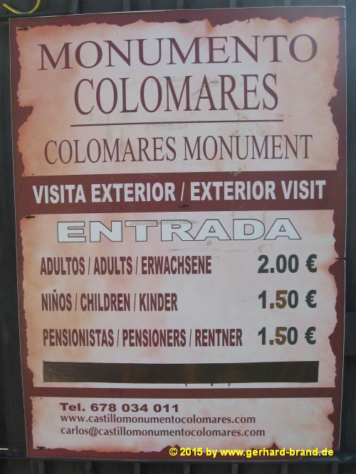 Foto 1: El Monumento Castillo Colomares, tabla de precios